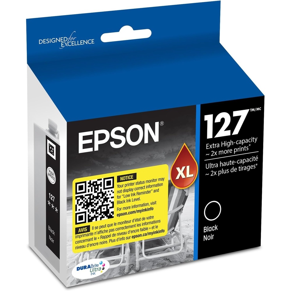 image:imageEPSON 127 DURABrite Ultra Ink Black Cartridge For NX530 625 WF3520 3530 3540 545 60 630 633 635 645 7010 7510 7520 840 845 Water ResistantBlack