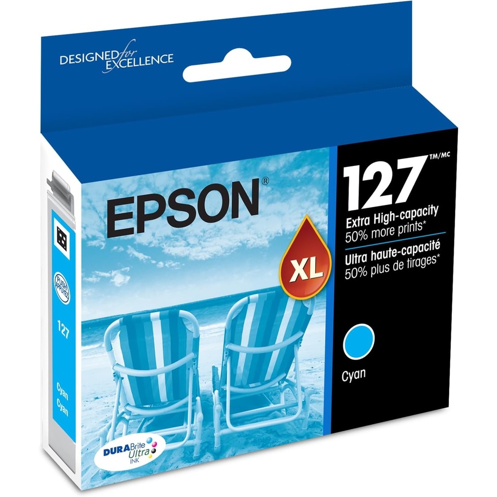 image:imageEPSON 127 DURABrite Ultra Ink Black Cartridge For NX530 625 WF3520 3530 3540 545 60 630 633 635 645 7010 7510 7520 840 845 Water ResistantCyan