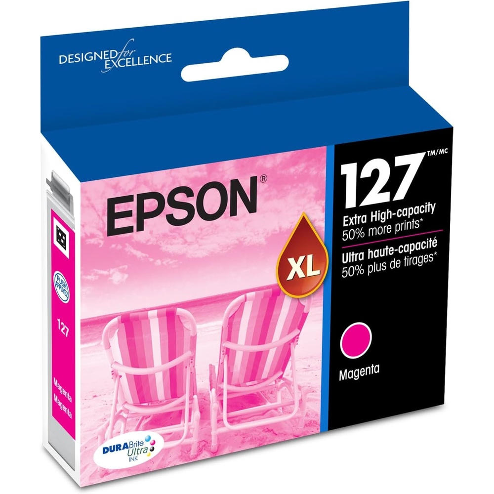 image:imageEPSON 127 DURABrite Ultra Ink Black Cartridge For NX530 625 WF3520 3530 3540 545 60 630 633 635 645 7010 7510 7520 840 845 Water ResistantMagenta