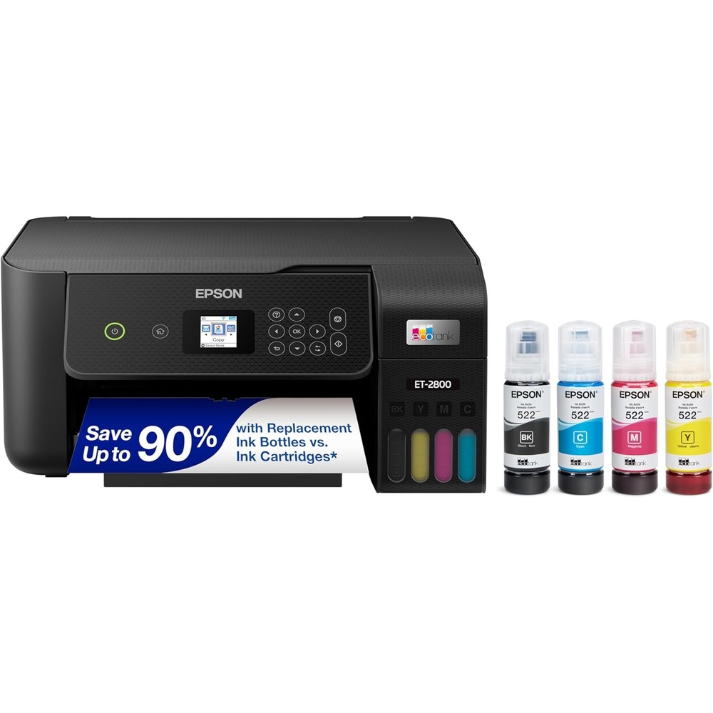 image:imageEpson EcoTank ET2800 Wireless Color AllinOne CartridgeFree Supertank with Scan and Copy The Ideal Basic Home Printer WhiteBlack