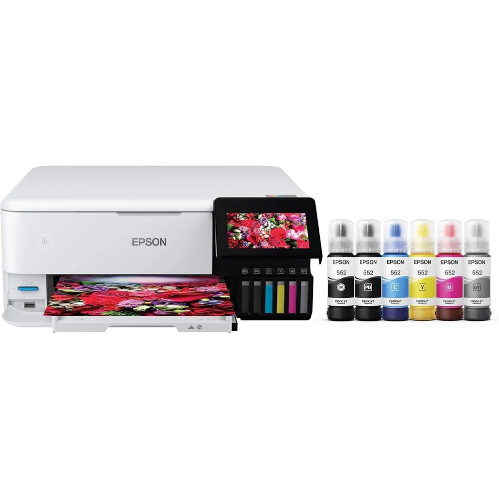 image:imageEpson EcoTank Photo ET8500 Wireless Color AllinOne Supertank Printer with Scanner Copier Ethernet and 43inch Colorfull Touchscreen White