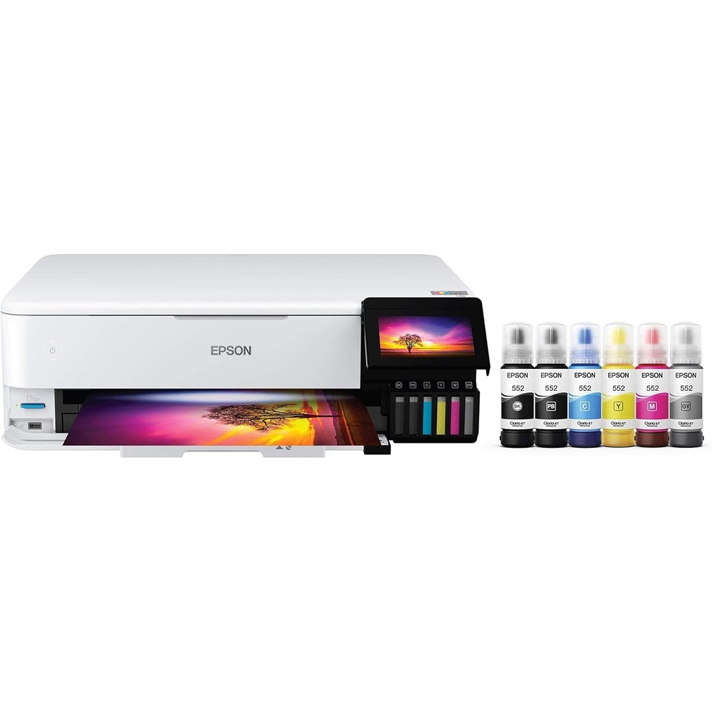image:imageEpson EcoTank Photo ET8550 Wireless WideFormat Color AllinOne Supertank Printer Scanner Copier Ethernet 43inch Color Touchscreen