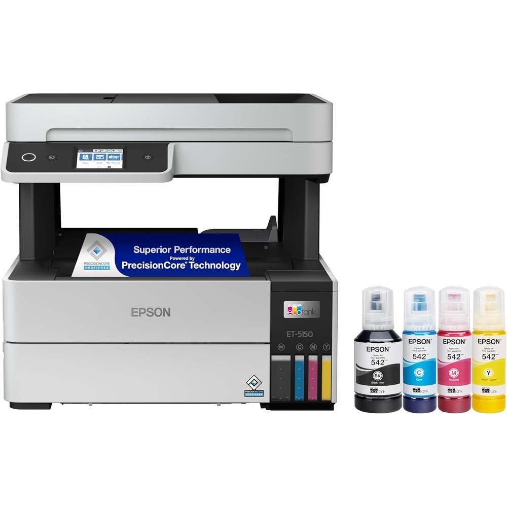 image:imageEpson EcoTank Pro ET5170 Wireless Color AllinOne Supertank Printer with Scanner Copier Fax Plus Auto Document Feeder White LargeET5150