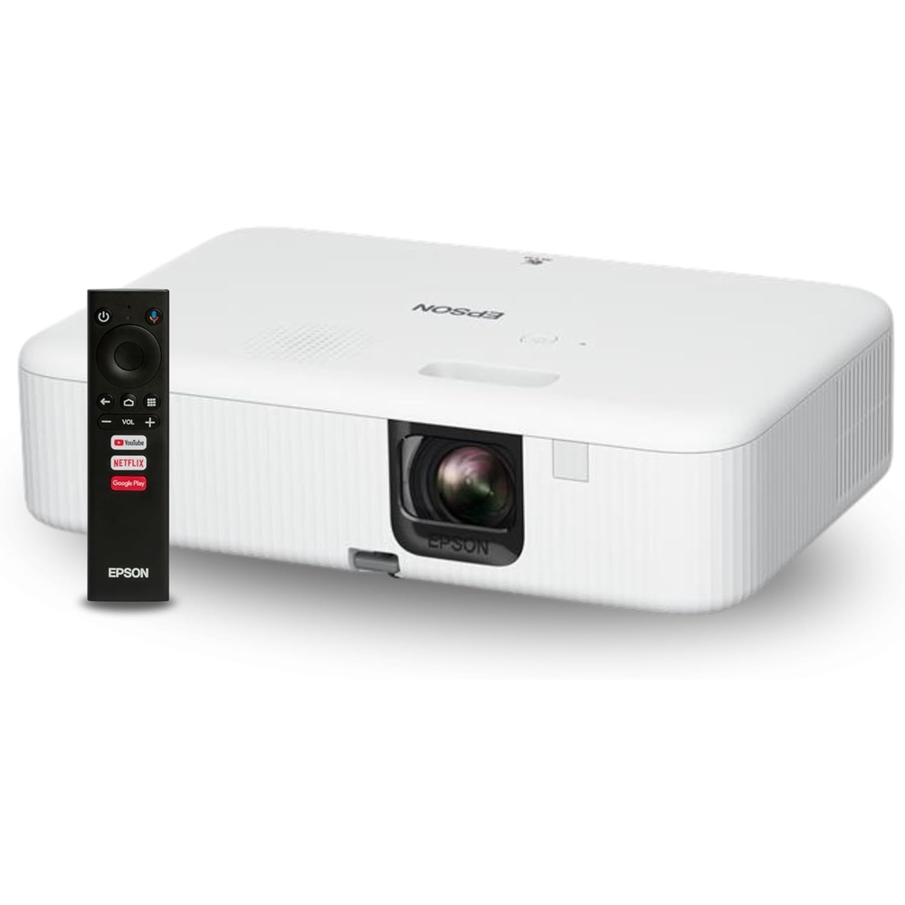 image:imageEpson EpiqVision Flex COFH02 Full HD 1080p Smart Streaming Portable Projector 3Chip 3LCD 3000 Lumen ColorWhite Brightness Android TV Bluetooth 5W Speaker Home EntertainmentCOFH02