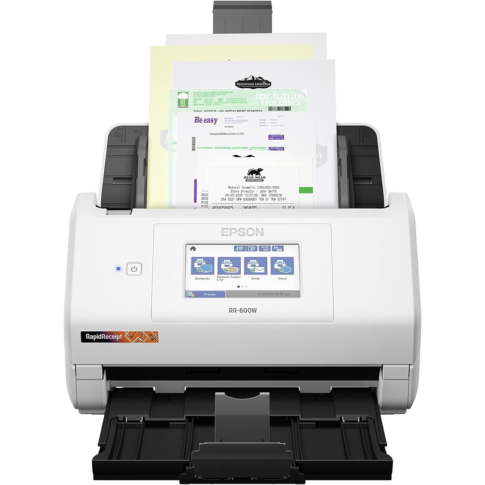 image:imageEpson RapidReceipt RR600W Wireless Desktop Color Duplex Receipt and Document Scanner with Receipt Management Software Touchscreen and Auto Document Feeder Full 1Year Limited Warranty Renewed