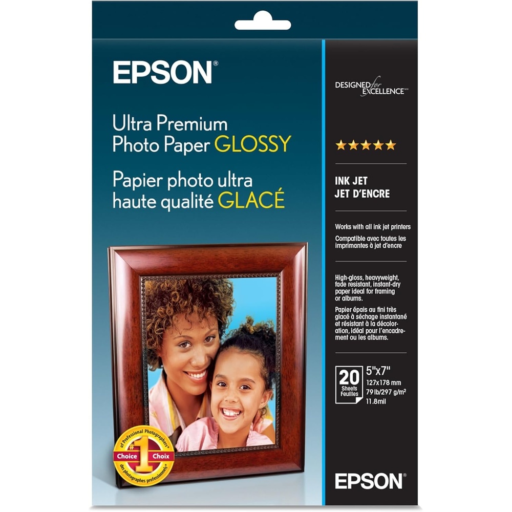 image:imageEpson Ultra Premium Photo Paper GLOSSY 5x7 Inches 20 Sheets S041945Pack of 1