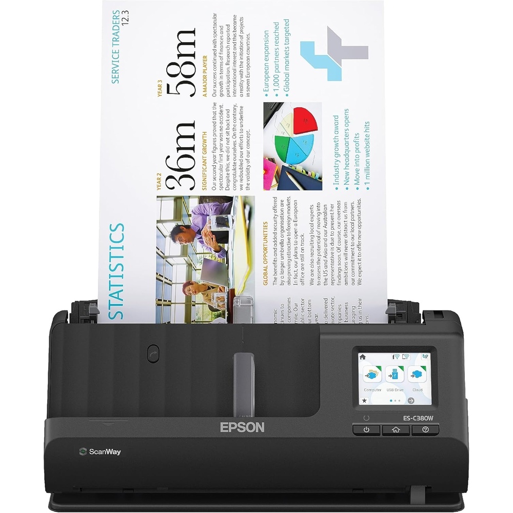 image:imageEpson Workforce ESC380W Wireless Compact Desktop Document Scanner with 2Sided Scanning and Auto Document Feeder ADF for PC and Mac