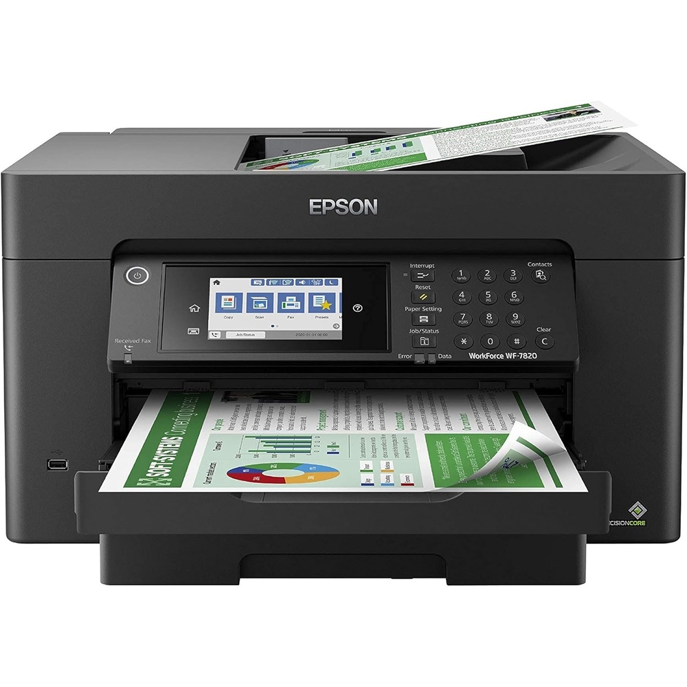 image:imageEpson Workforce Pro WF7840 Wireless AllinOne WideFormat Printer with Auto 2Sided Print up to 13 x 19 Copy Scan and Fax 50Page ADF 500sheet Paper Capacity 43 ScreenWF7820