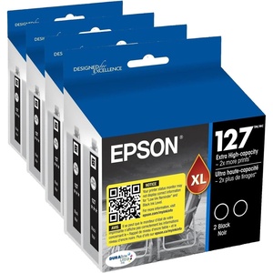 image:imageEPSON 127 DURABrite Ultra Ink Black Dual Cartridge Pack For NX530 625 WF3520 3530 3540 545 60 630 633 635 645 7010 7510 7520 840 845Dual pack Pack of 4