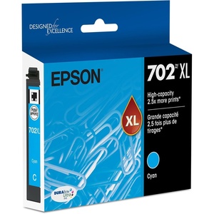 image:imageEPSON 702 DURABrite Ultra Ink High Capacity Yellow Cartridge T702XL420 Works with WorkForce WF3720 3730 3733Cyan