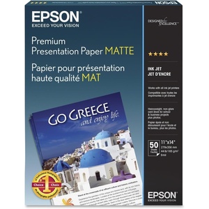 image:imageEpson Borderless Matte Paper Bright White 11 x 14 in S04146811 In X 14 In Pack of 10