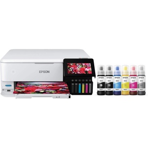 image:imageEpson EcoTank Photo ET8500 Wireless Color AllinOne Supertank Printer with Scanner Copier Ethernet and 43inch Colorfull Touchscreen  White
