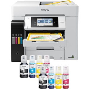 image:imageEpson EcoTank Pro ET5800 Wireless Color AllinOne Supertank Printer with Scanner Copier Fax and Ethernet WhiteET5880