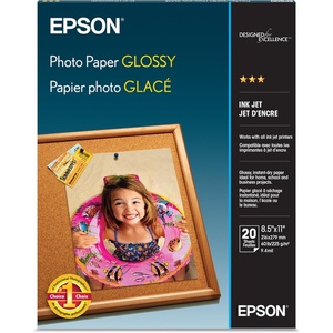 image:imageEpson Photo Paper Glossy 85 x 11 Inches 20 sheets S041141 White One Size
