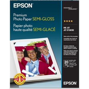 image:imageEpson Premium Photo Paper SemiGloss 85 x 11 Inches 20 Sheets S041331