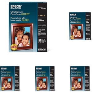 image:imageEpson Ultra Premium Photo Paper Glossy 85x11 Inches 50 Sheets S042175White85 x 11 Pack of 5