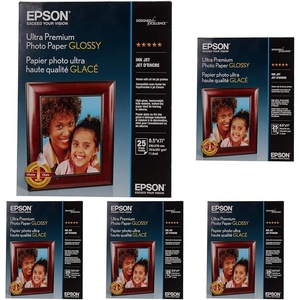image:imageEpson Ultra Premium Photo Paper Glossy Letter 85 x 11 25 Sheets S042182  White25 Count Pack of 5