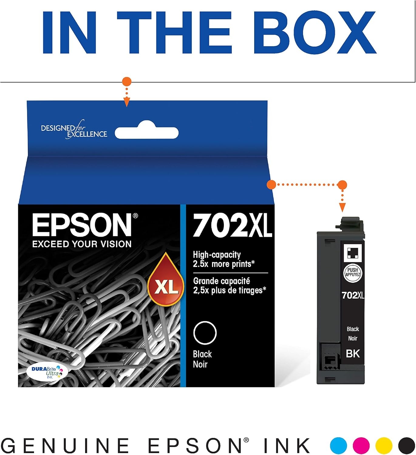 image:imageEpson T702120BCS DURABrite Ultra Black and Color Combo Pack Standard Capacity Cartridge Ink amp T702XL120S DURABrite Ultra Black High Capacity Cartridge Ink
