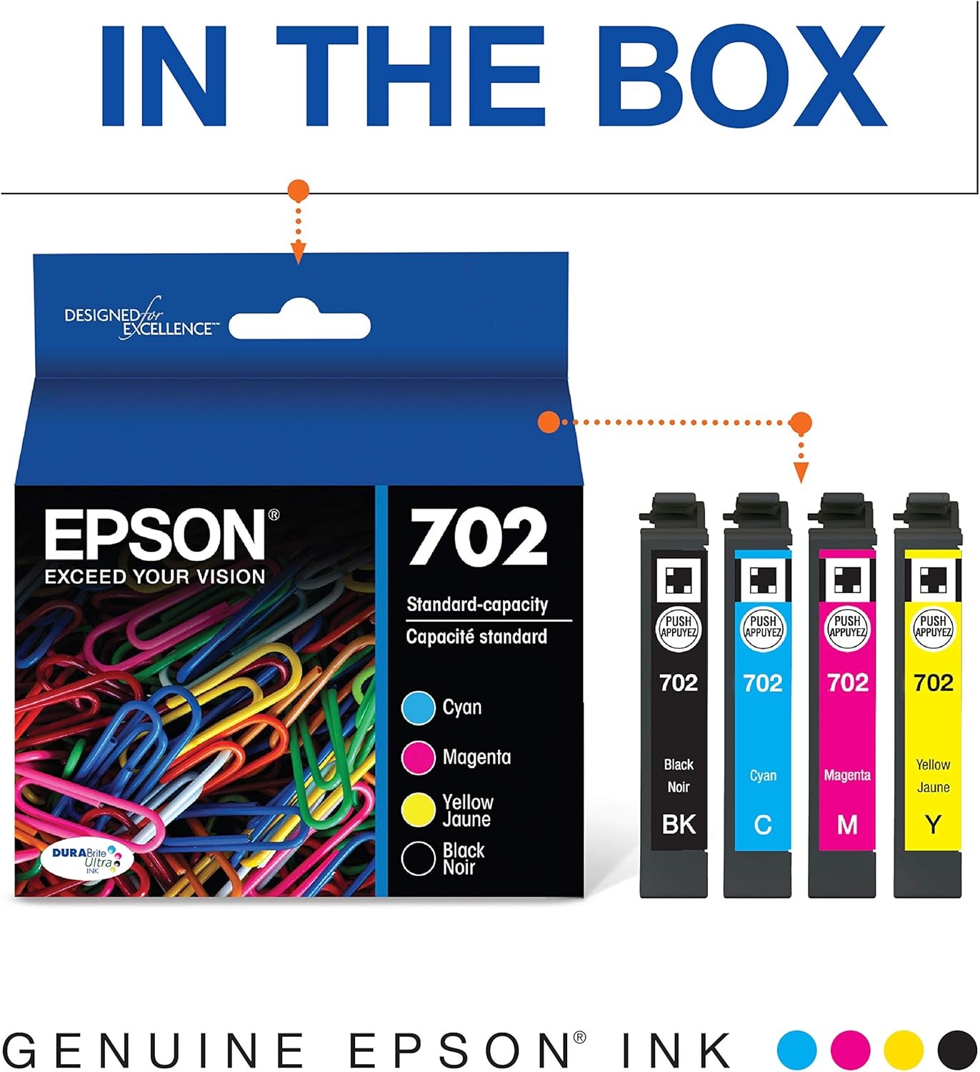 image:imageEpson T702120BCS DURABrite Ultra Black and Color Combo Pack Standard Capacity Cartridge Ink amp T702XL120S DURABrite Ultra Black High Capacity Cartridge Ink