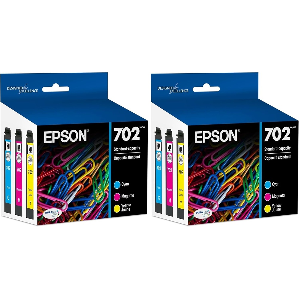 image:imageEPSON 702 DURABrite Ultra Ink Standard Capacity Color Combo Pack T702520S Works with WorkForce Pro WF3720 3730 3733MultiPack Pack of 2