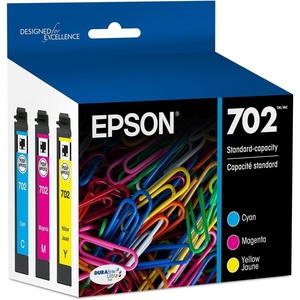 image:imageEPSON 702 DURABrite Ultra Ink Standard Capacity Color Combo Pack T702520S Works with WorkForce Pro WF3720 3730 3733MultiPack