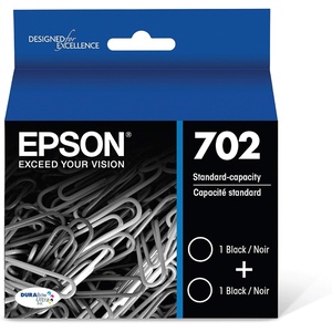 image:imageEpson 702 DURABrite Ultra Ink Standard Capacity Black Dual Cartridge Pack T702120D2 Works with Workforce Pro WF3720 WF3730 WF3733