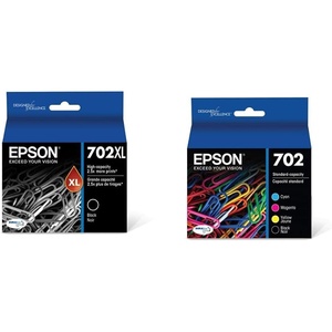 image:imageEpson T702120BCS DURABrite Ultra Black and Color Combo Pack Standard Capacity Cartridge Ink amp T702XL120S DURABrite Ultra Black High Capacity Cartridge Ink
