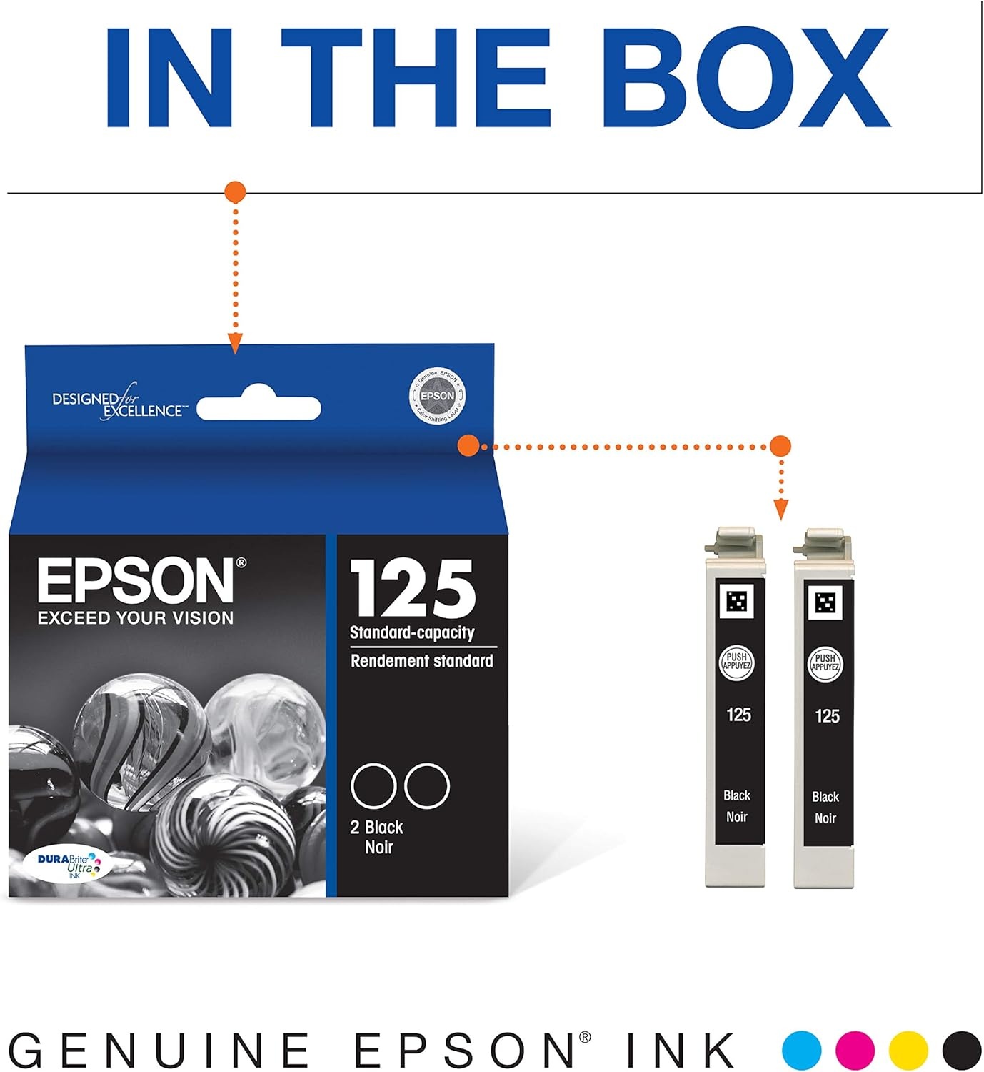 image:imageEPSON 125 DURABrite Ultra Ink Standard Capacity Black Dual Cartridge T125120D2 Works with Stylus NX125 127 130 230 420 530 625 WorkForce WF320 323 325 520