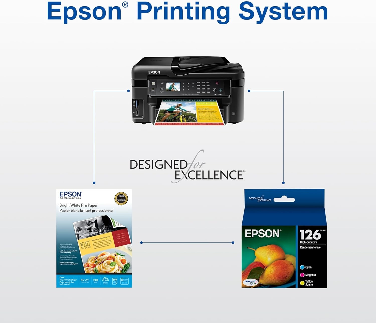image:imageEpson 126 DURABrite Ultra Ink Yellow Cartridge for WF3520 3530 3540 520 545 630 633 635 645 7010 7510 7520 840 845 and Other Select ModelsBlack
