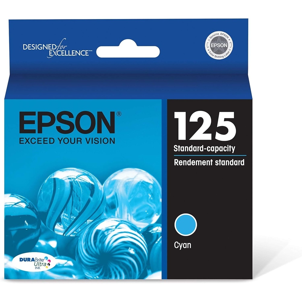 image:imageEPSON 125 DURABrite Ultra Ink Standard Capacity Cyan Cartridge T125220S Works with Stylus NX125 127 130 230 420 530 625 WorkForce WF320 323 325 520