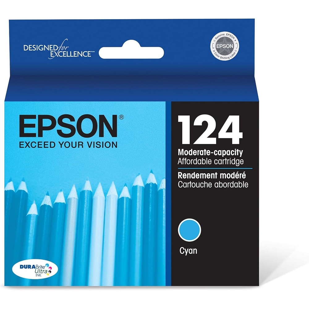 image:imageEpson 124 DURABrite Ultra Ink Standard Capacity Color Combo Pack T124520S Works with Stylus NX125 127 130 230 330 420 430 Workforce WF320 323 325 435Cyan