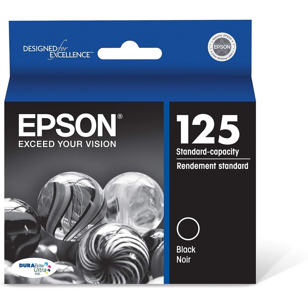 image:imageEpson 125 DURABrite Ultra Ink Standard Capacity Black Cartridge T125120S Works with Stylus NX125 127 130 230 420 530 625 Workforce WF320 323 325 520