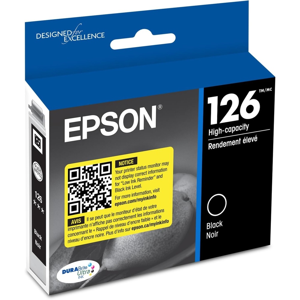 image:imageEpson 126 DURABrite Ultra Ink Yellow Cartridge for WF3520 3530 3540 520 545 630 633 635 645 7010 7510 7520 840 845 and Other Select ModelsBlack