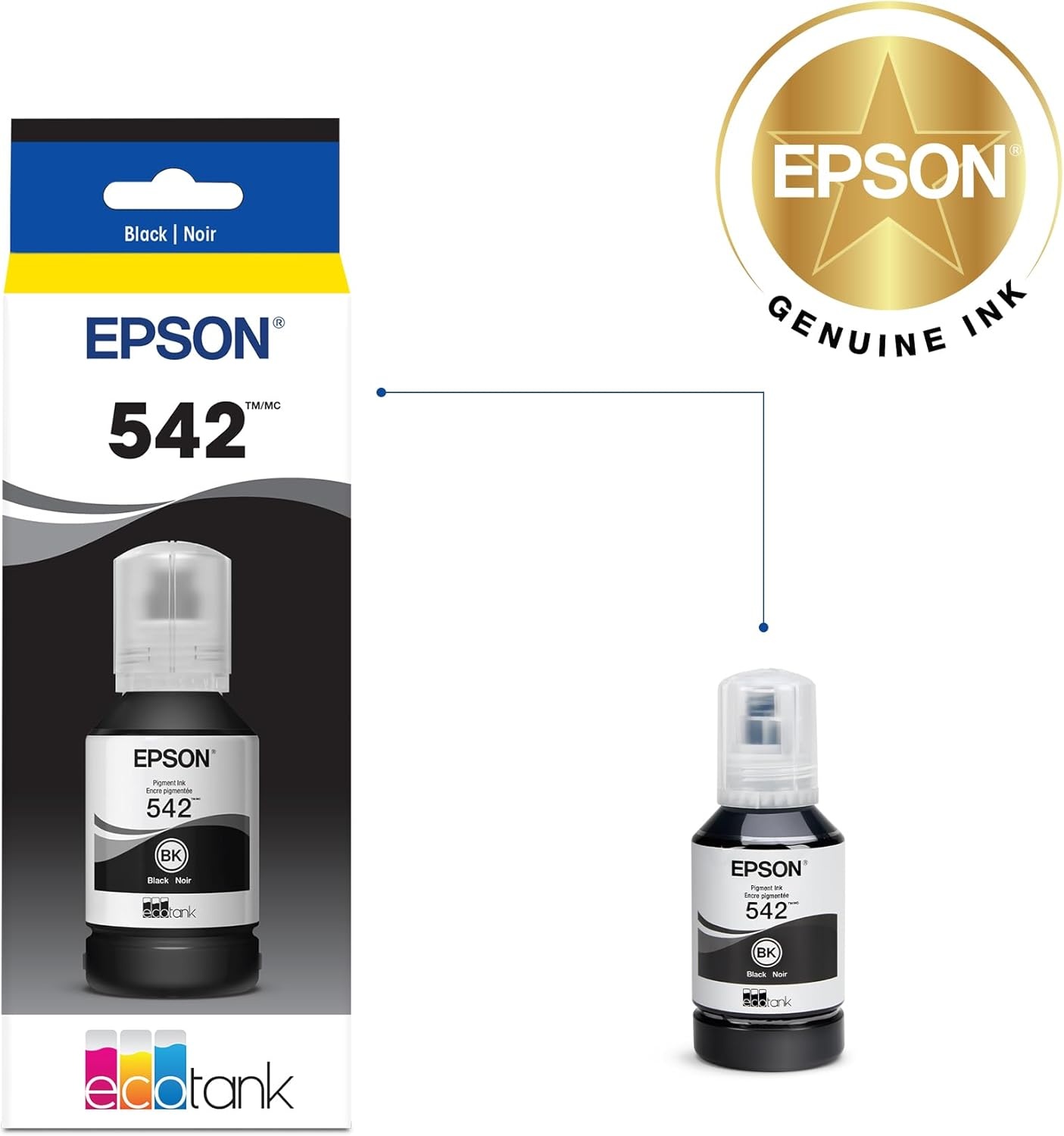 image:imageEPSON 542 EcoTank Pro Ink Ultrahigh Capacity Bottle Black T542120S Works with ET5150 5170 5180 5800 5850 5880 16600 16650Ink