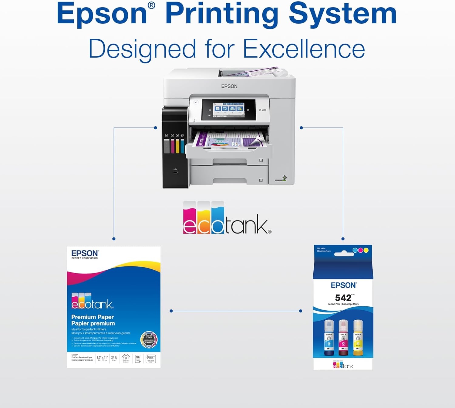 image:imageEPSON 542 EcoTank Pro Ink Ultrahigh Capacity Bottle Black T542120S Works with ET5150 5170 5180 5800 5850 5880 16600 16650Ink