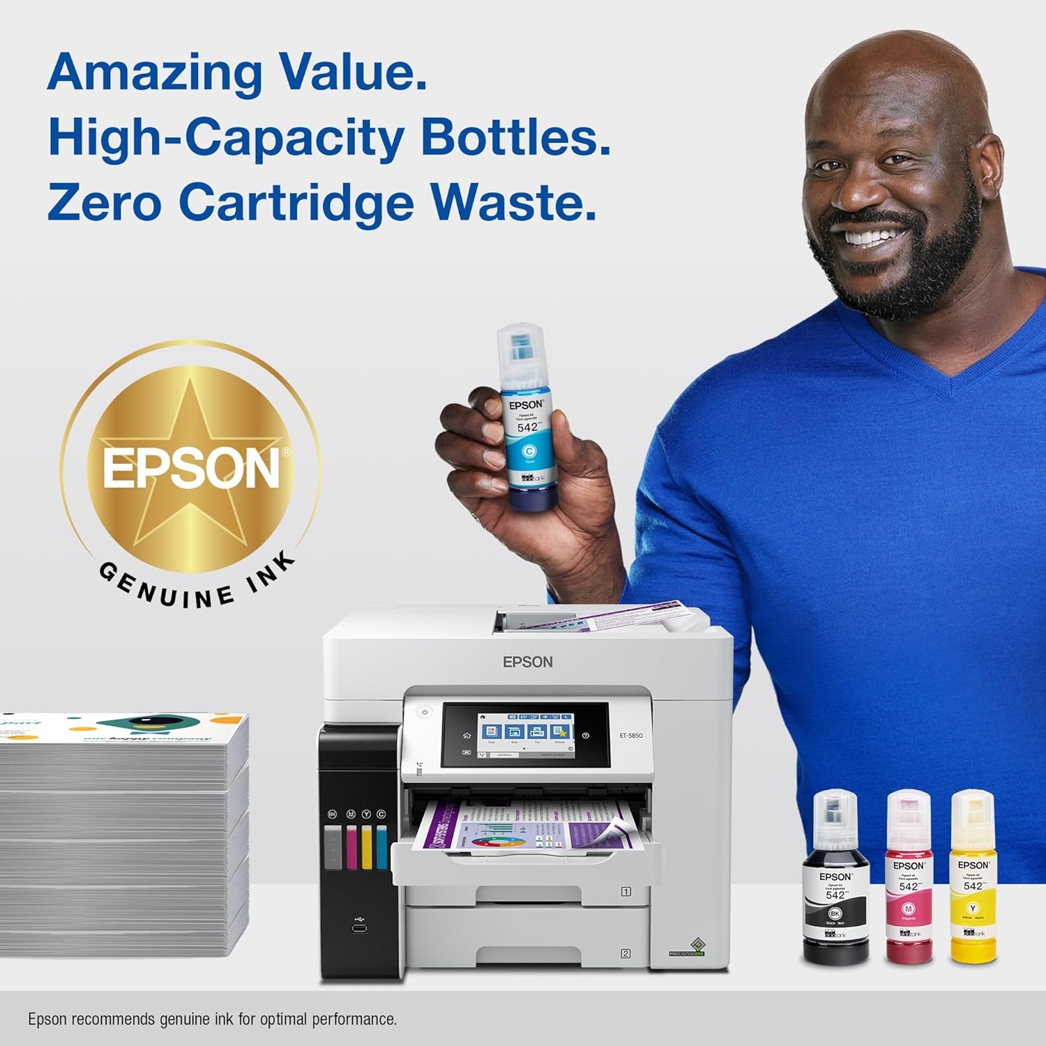 image:imageEPSON 542 EcoTank Pro Ink Ultrahigh Capacity Bottle Cyan T542220S Works with ET5150 5170 5180 5800 5850 5880 16600 16650236 Fl Oz Pack of 1