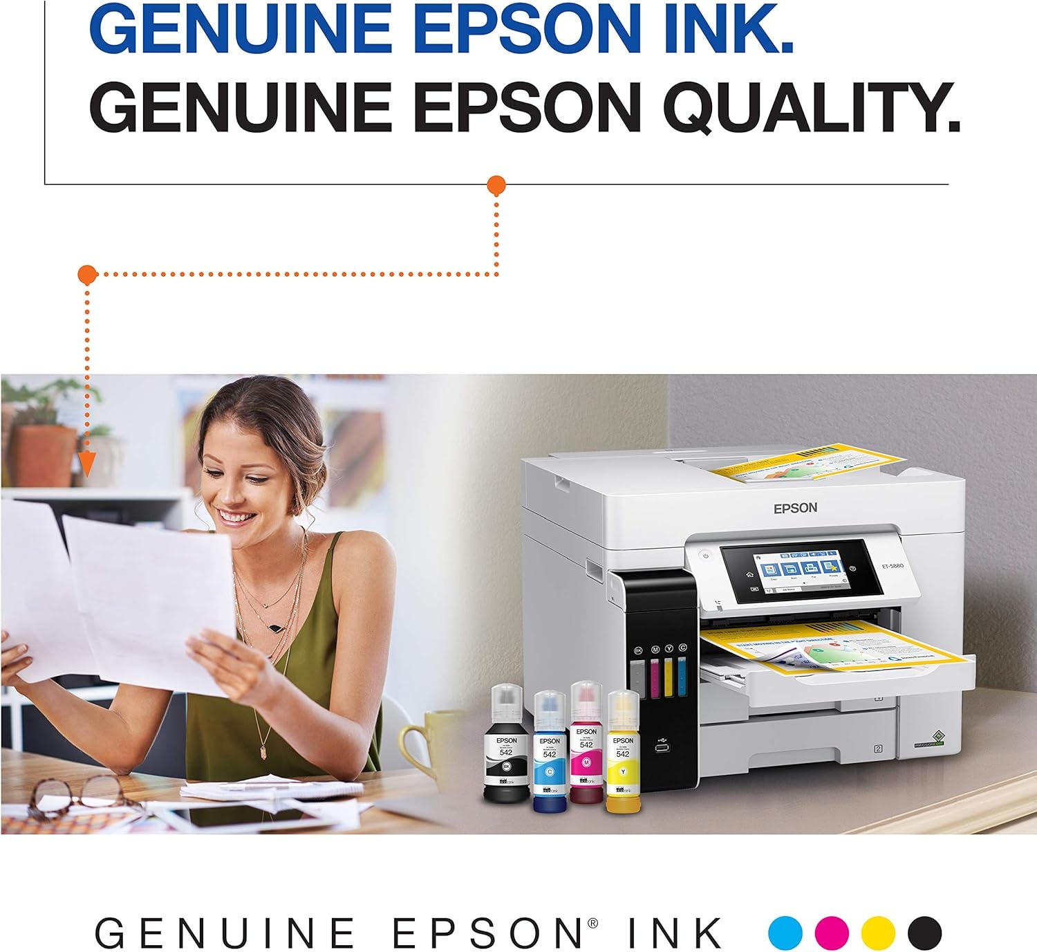 image:imageEPSON 542 EcoTank Pro Ink Ultrahigh Capacity Bottle Cyan T542220S Works with ET5150 5170 5180 5800 5850 5880 16600 16650236 Fl Oz Pack of 2