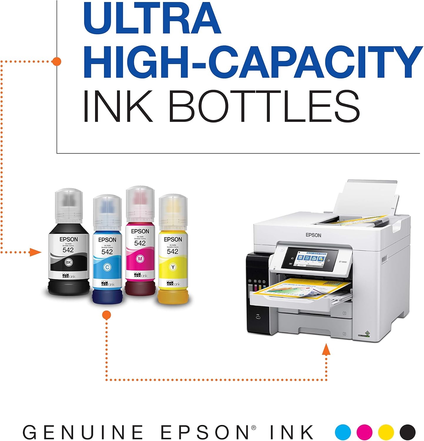 image:imageEPSON 542 EcoTank Pro Ink Ultrahigh Capacity Bottle Cyan T542220S Works with ET5150 5170 5180 5800 5850 5880 16600 16650236 Fl Oz Pack of 2