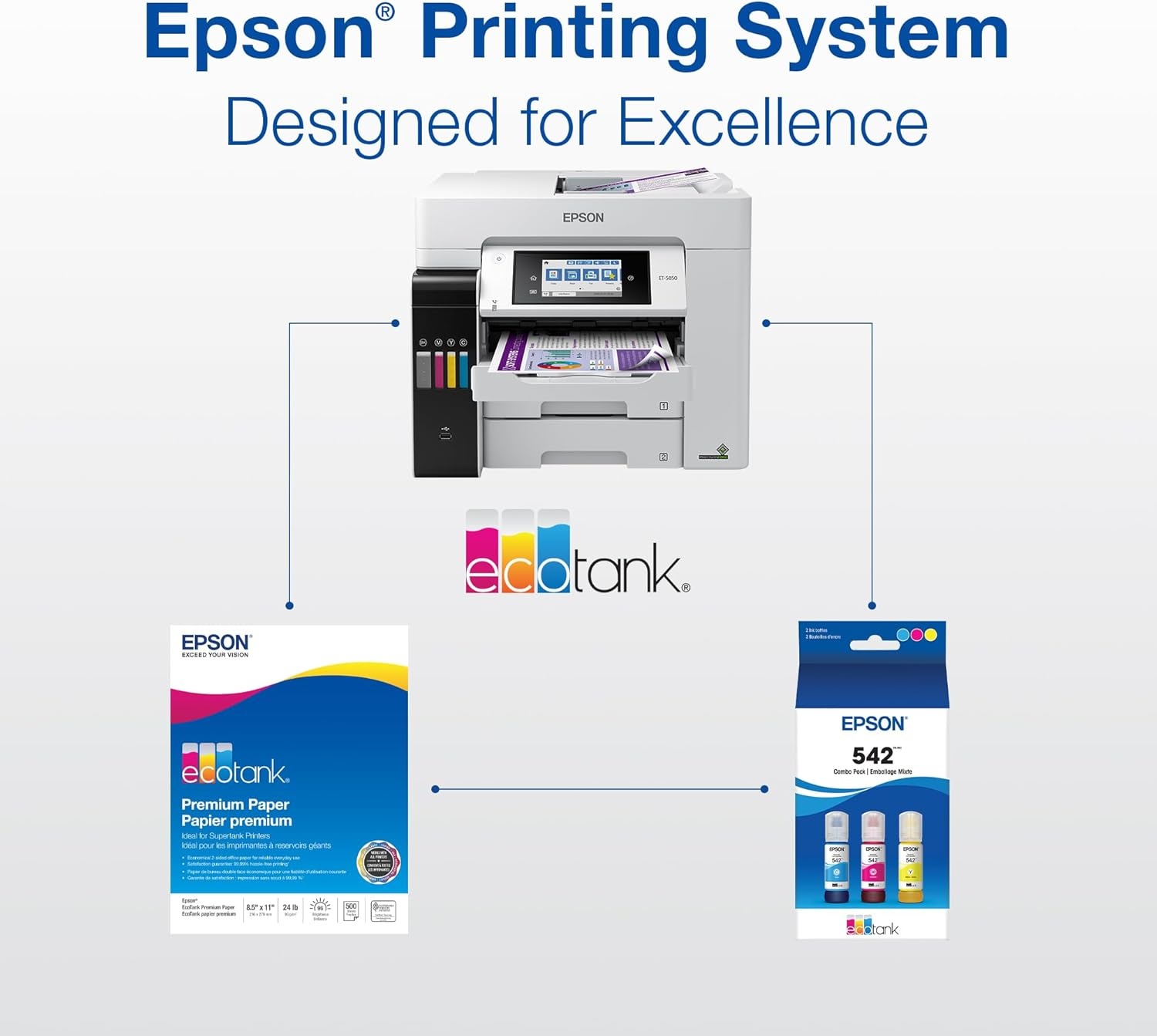 image:imageEpson 542 EcoTank Pro Ink Ultrahigh Capacity Bottle Yellow T542420S Works with ET5150 5170 5180 5800 5850 5880 16600 166502367 Fl Oz Pack of 1