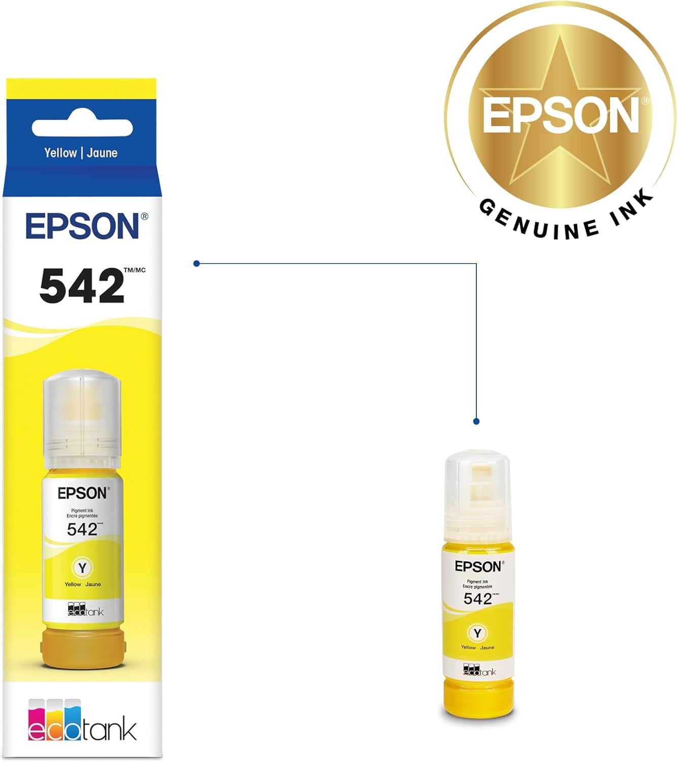 image:imageEpson 542 EcoTank Pro Ink Ultrahigh Capacity Bottle Yellow T542420S Works with ET5150 5170 5180 5800 5850 5880 16600 166502367 Fl Oz Pack of 1