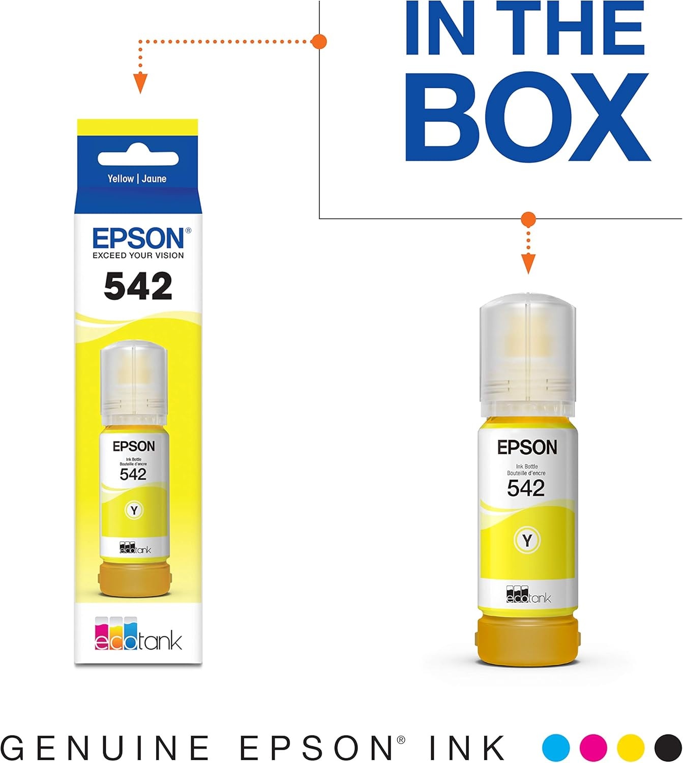 image:imageEpson 542 EcoTank Pro Ink Ultrahigh Capacity Bottle Yellow T542420S Works with ET5150 5170 5180 5800 5850 5880 16600 166502367 Fl Oz Pack of 2