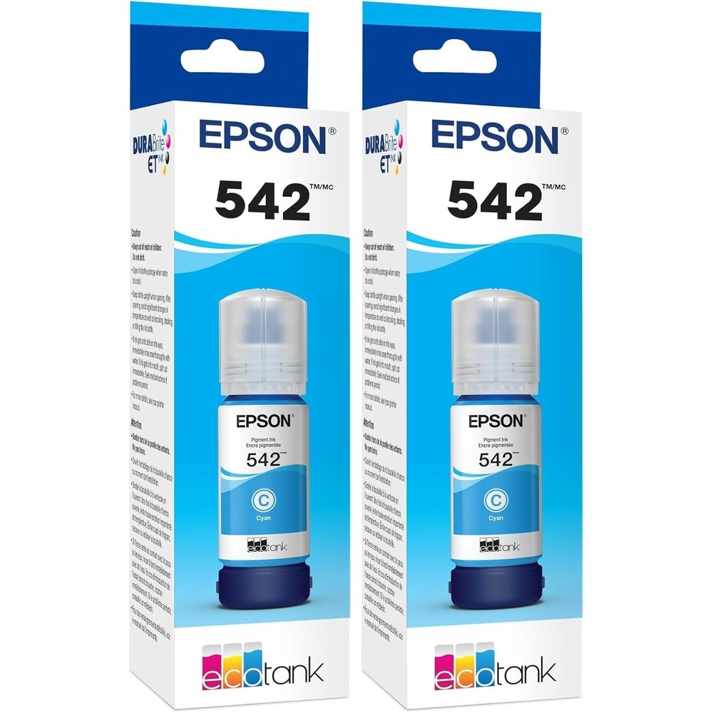 image:imageEPSON 542 EcoTank Pro Ink Ultrahigh Capacity Bottle Cyan T542220S Works with ET5150 5170 5180 5800 5850 5880 16600 16650236 Fl Oz Pack of 2