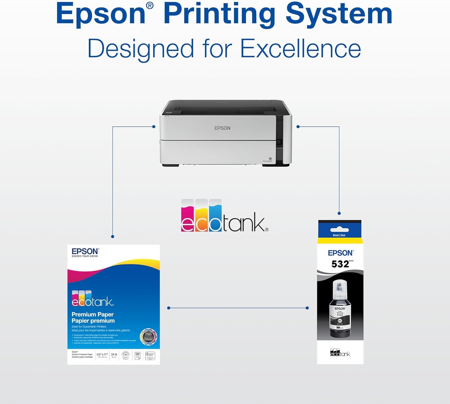 image:imageEPSON 532 EcoTank Ink Ultrahigh Capacity Bottle Black T532120S Works with ETM2170 M3000 M3170 M1000 M11701 Count Pack of 1