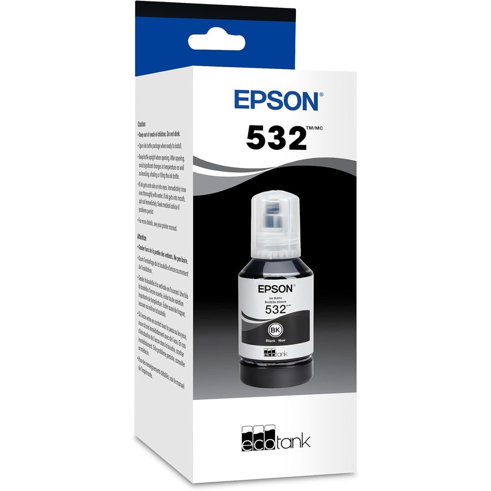 image:imageEPSON 532 EcoTank Ink Ultrahigh Capacity Bottle Black T532120S Works with ETM2170 M3000 M3170 M1000 M11701 Count Pack of 1