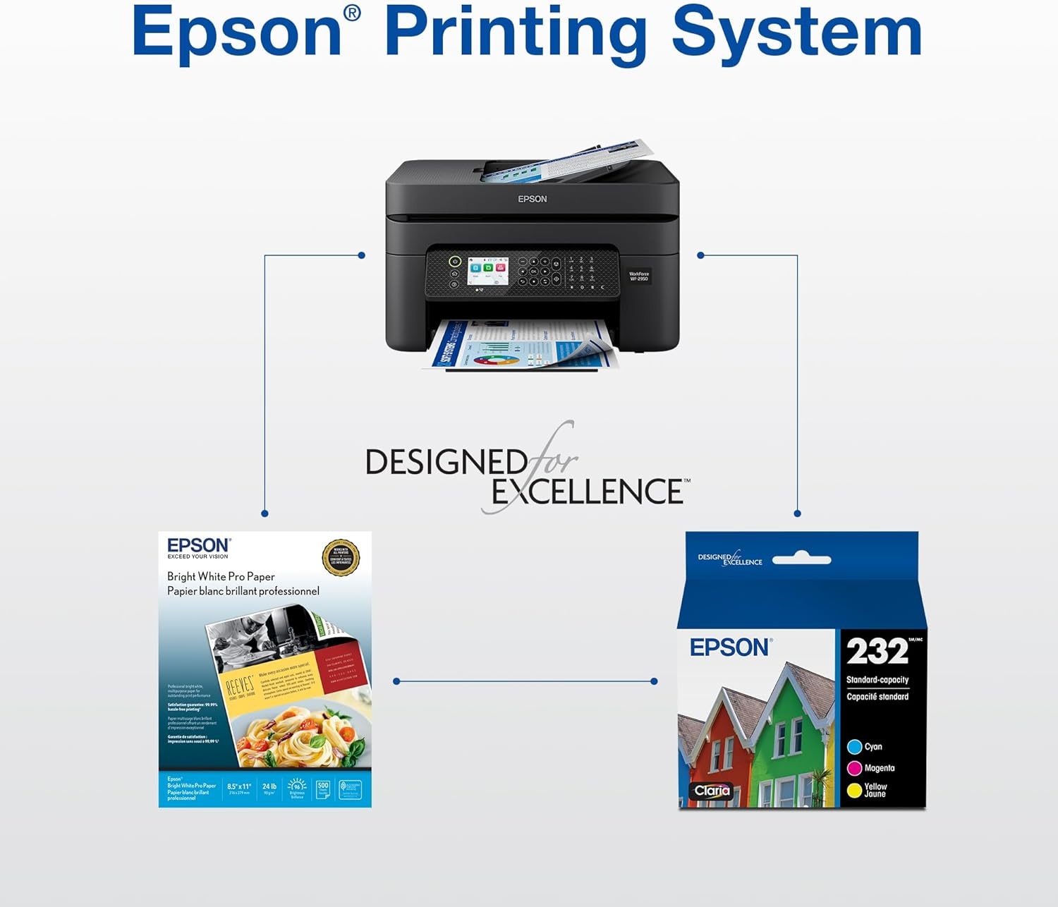 image:imageEPSON 232 Claria Ink High Capacity Black amp Standard Color Cartridge Combo Pack T232XLBCS Works with WorkForce WF2930 2950 and Expression XP4200 4205One Size Pack of 2