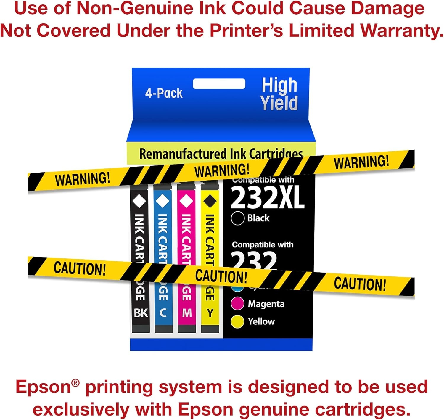 image:imageEPSON 232 Claria Ink High Capacity Black amp Standard Color Cartridge Combo Pack T232XLBCS Works with WorkForce WF2930 2950 and Expression XP4200 4205Standard Capacity