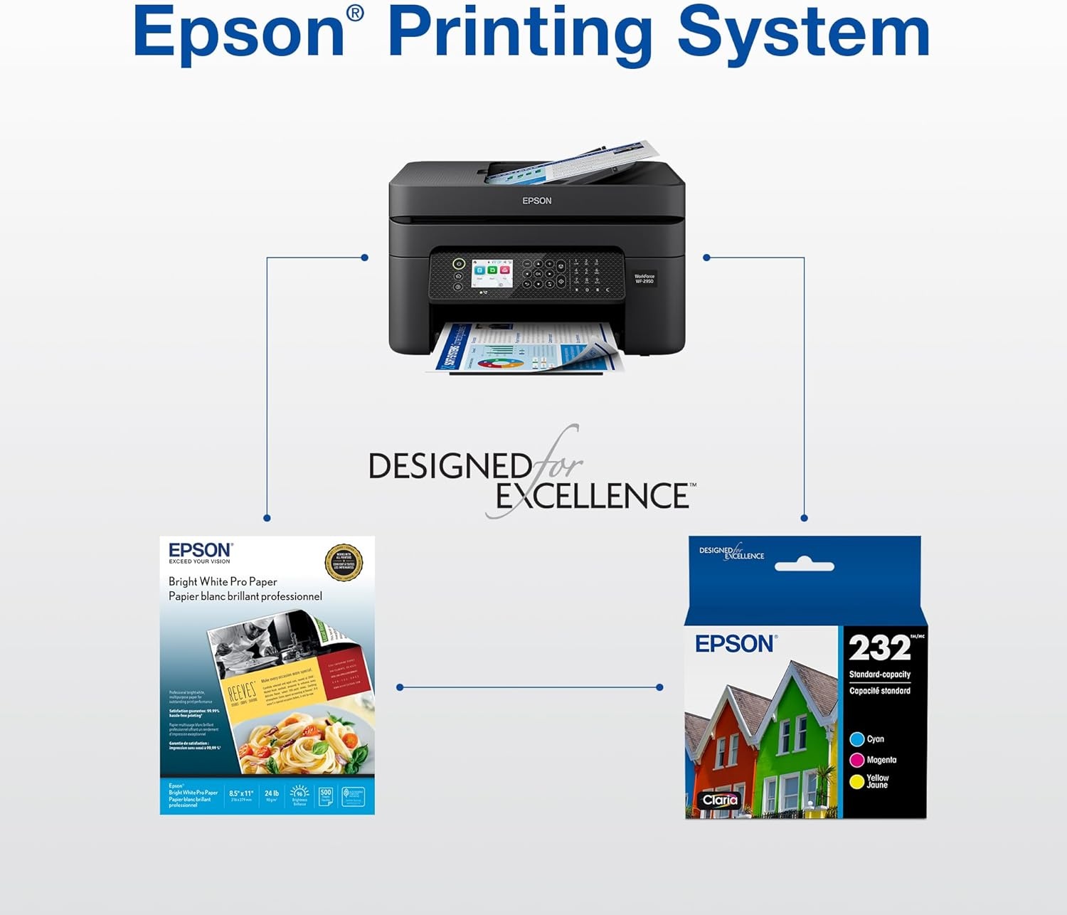 image:imageEPSON 232 Claria Ink High Capacity Black amp Standard Color Cartridge Combo Pack T232XLBCS Works with WorkForce WF2930 2950 and Expression XP4200 4205Standard Capacity