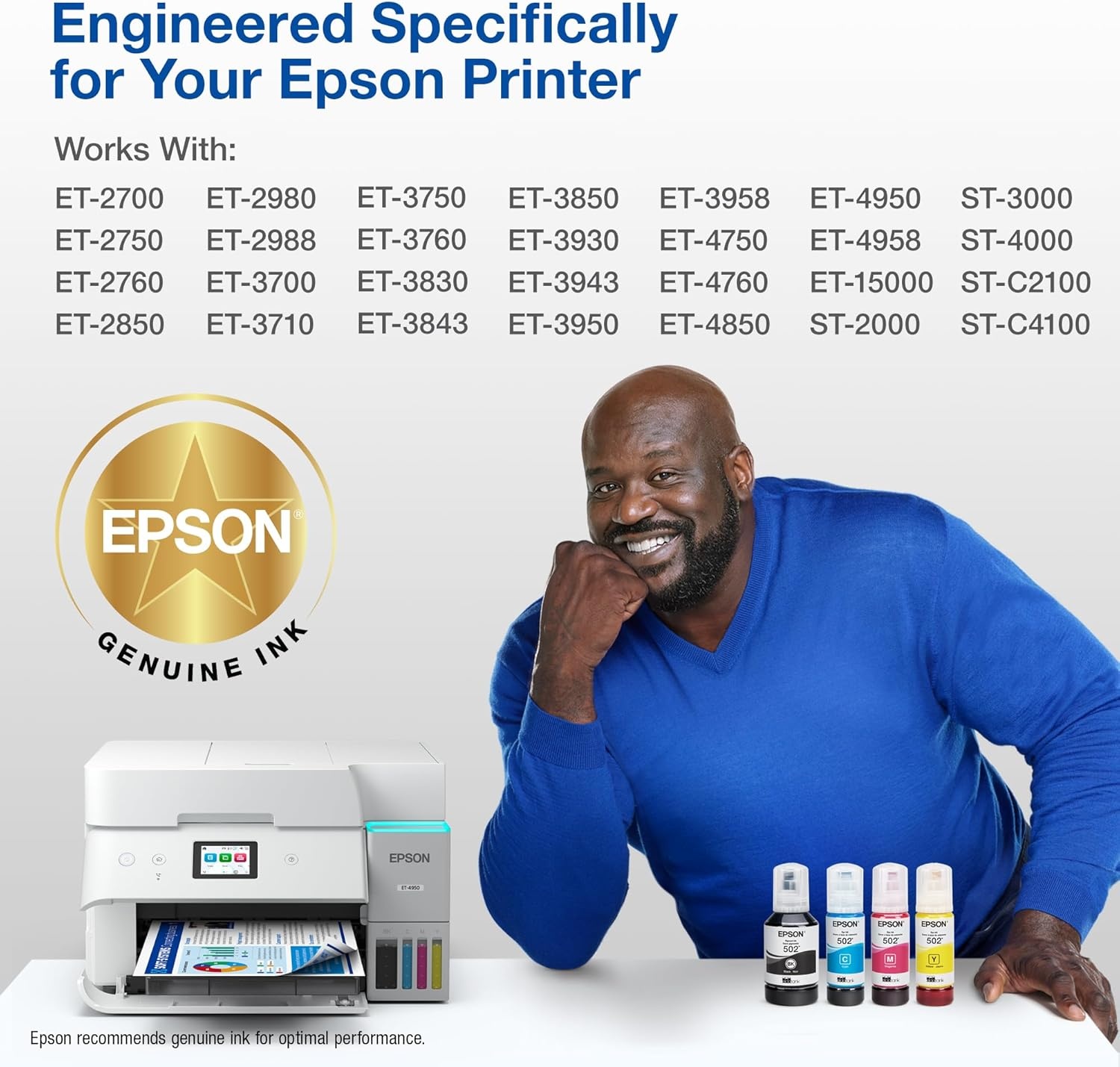 image:imageEPSON 502 EcoTank Ink Ultrahigh Capacity Bottle Cyan Works with ET2750 2760 2850 3750 3760 3850 4850 and other select modelsCyan