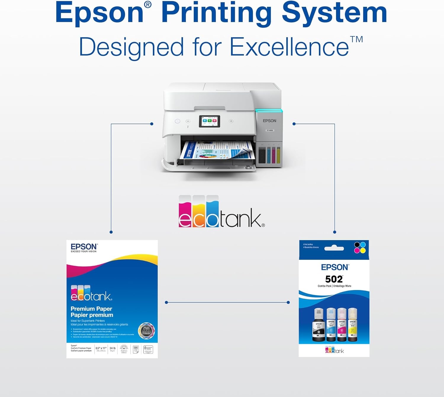 image:imageEPSON 502 EcoTank Ink Ultrahigh Capacity Bottle Cyan Works with ET2750 2760 2850 3750 3760 3850 4850 and other select modelsMagenta
