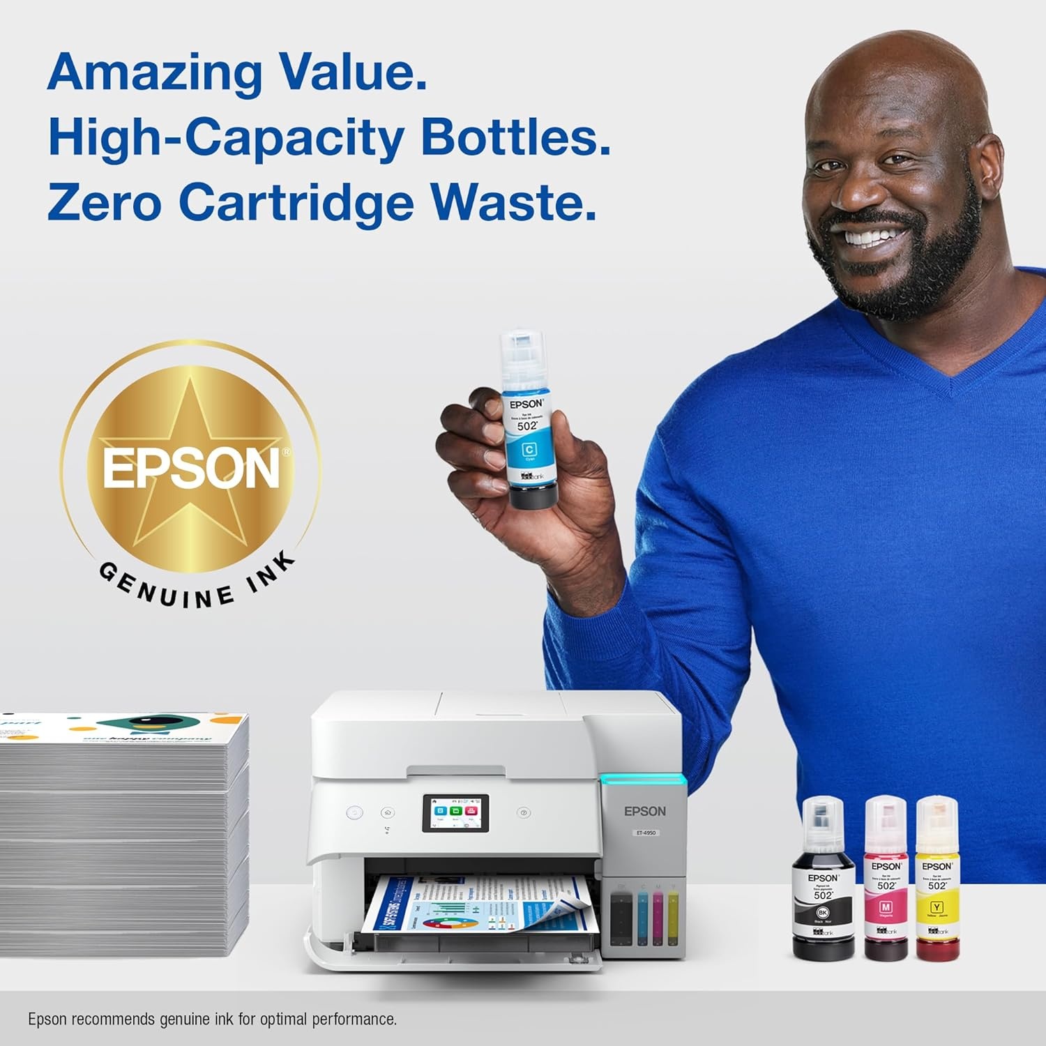 image:imageEPSON 502 EcoTank Ink Ultrahigh Capacity Bottle Cyan Works with ET2750 2760 2850 3750 3760 3850 4850 and other select modelsYellow